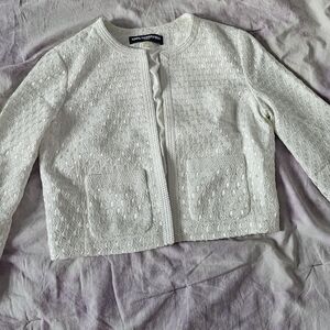 KARL LAGERFELD PARIS 3/4 sleeve cropped work office blazer 2 front pockets NEW w